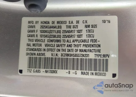 2016 Honda Cr-V Ex from USA, damaged, VIN 3CZRM3H53GG724231